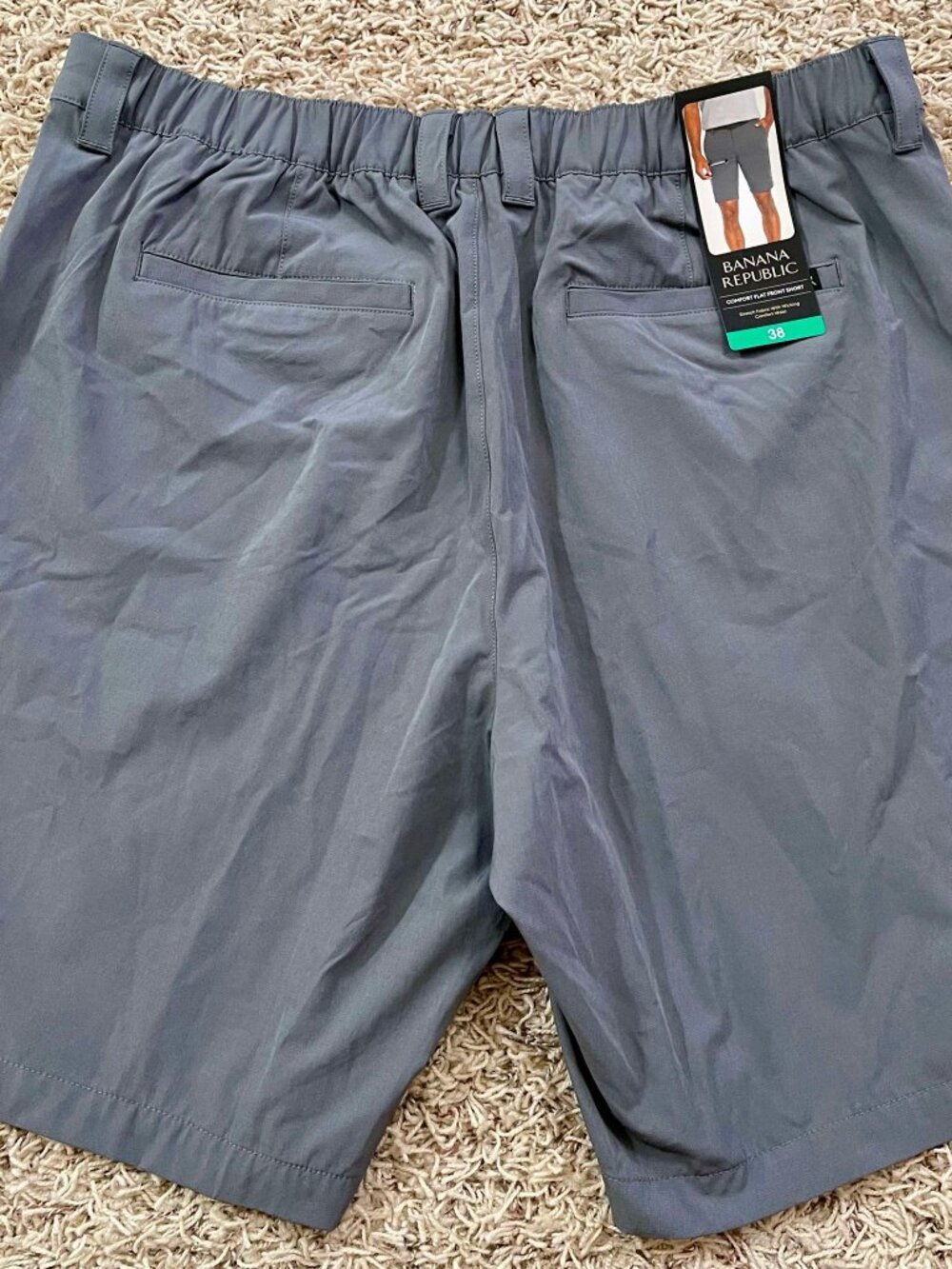Banana Republic Men's Flat Front Shorts Gray, Size 38 (New)